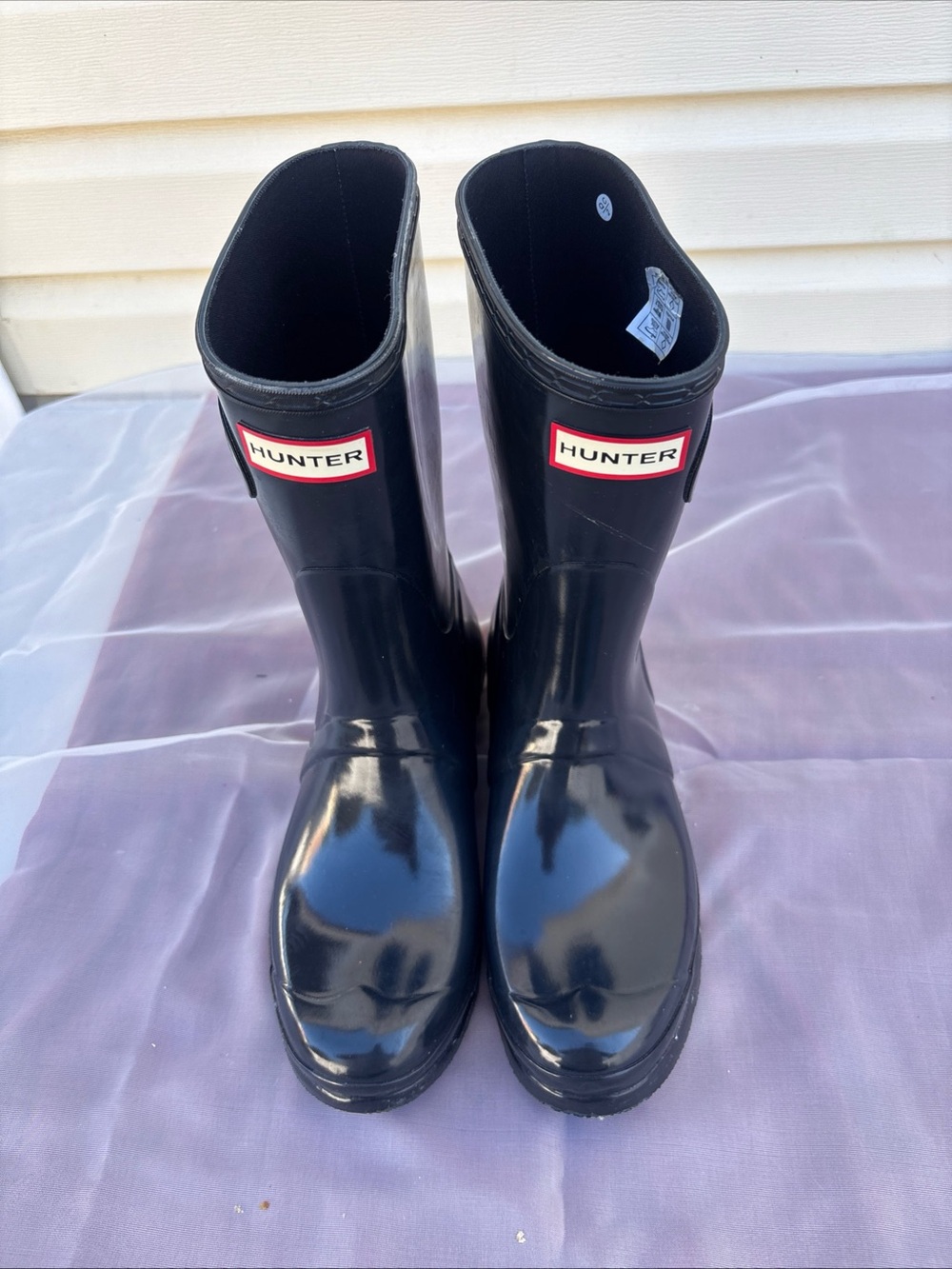 Hunter Men's Black Glossy Mid-Calf Rain Boots